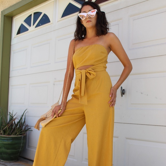 🚨END OF SUMMER SALE// Mustard yellow jumpsuit - Picture 8 of 8